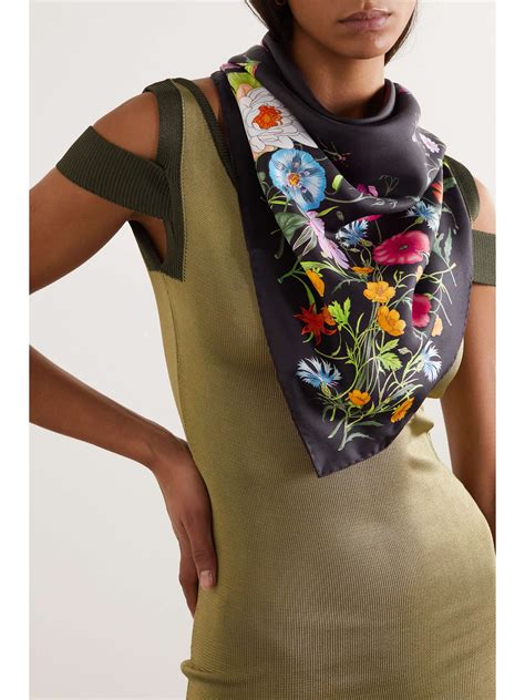 gucci supreme floral scarf|GUCCI Fly Flora floral.